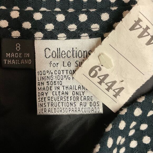 Le Suit Polka Dot Skirt Suit Black White Professional Business Set Size 8 Office - Picture 16 of 16